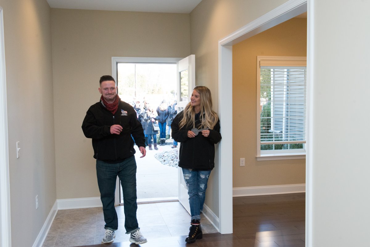 corporal kevin mccloskey steps into his new home for the first time