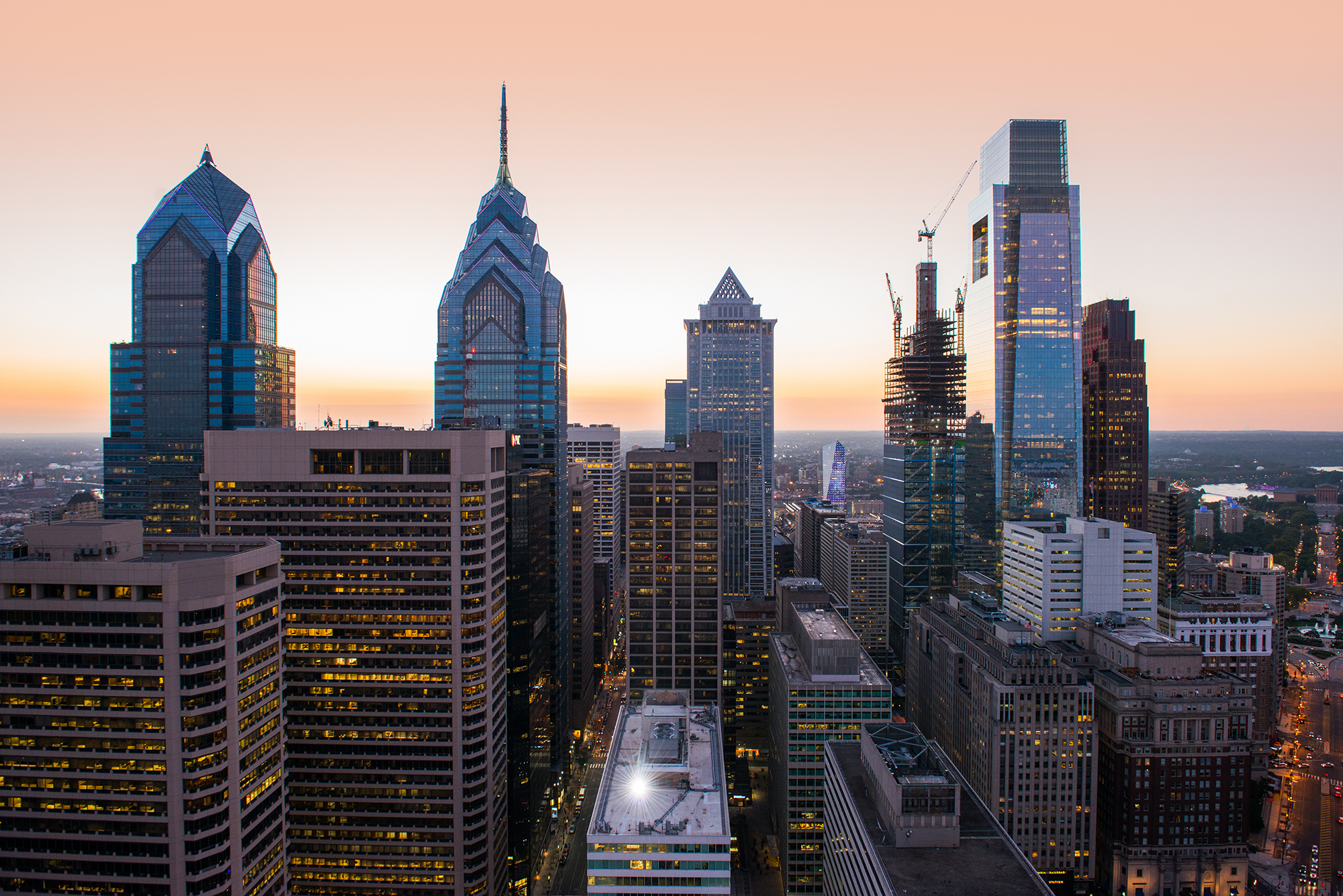 Philadelphia Skyline at Twilight, Philadelphia Editorial and Commercial Photography