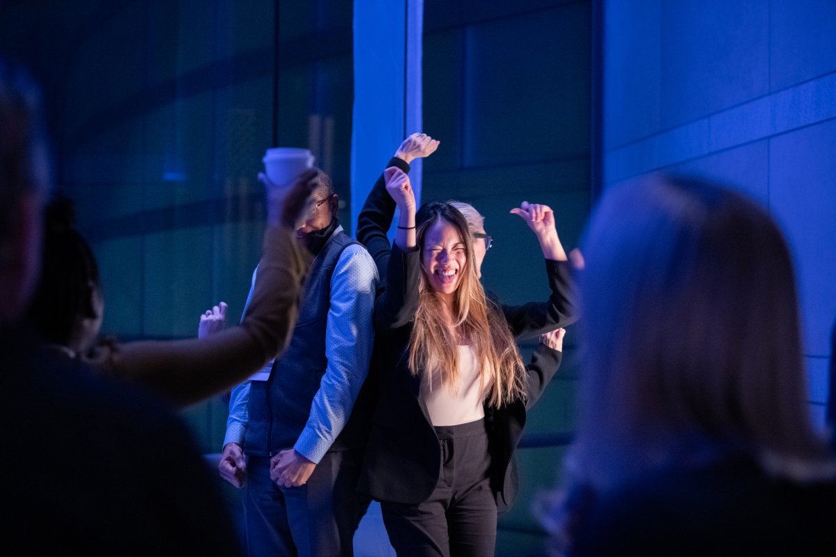 event attendees using a 360 degree photo booth