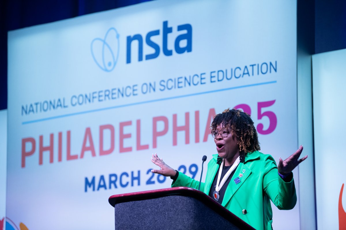 nsta administrator welcomes attendees at the keynote