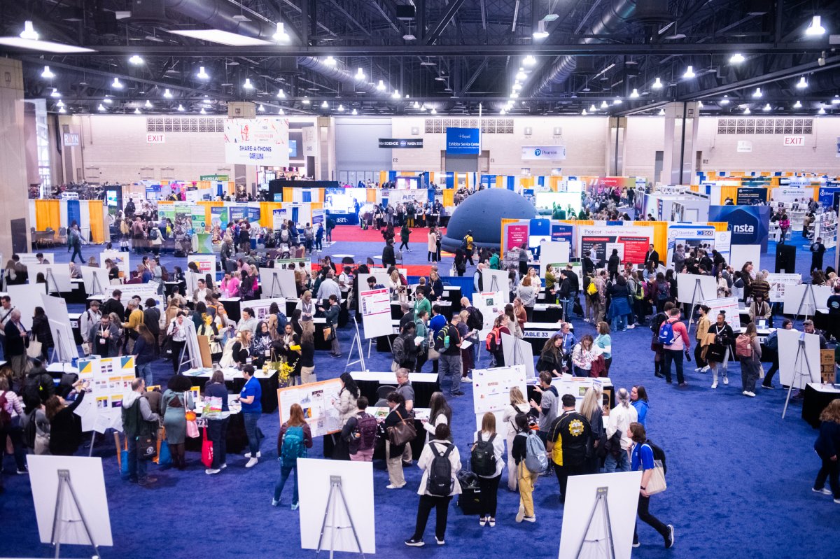 aerial view of the nsta trade show floor